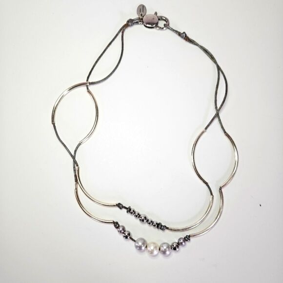 Lizzy James Handmade Maui Freshwater Pearl Leather Convertible Bracelet Necklace - Picture 1 of 6